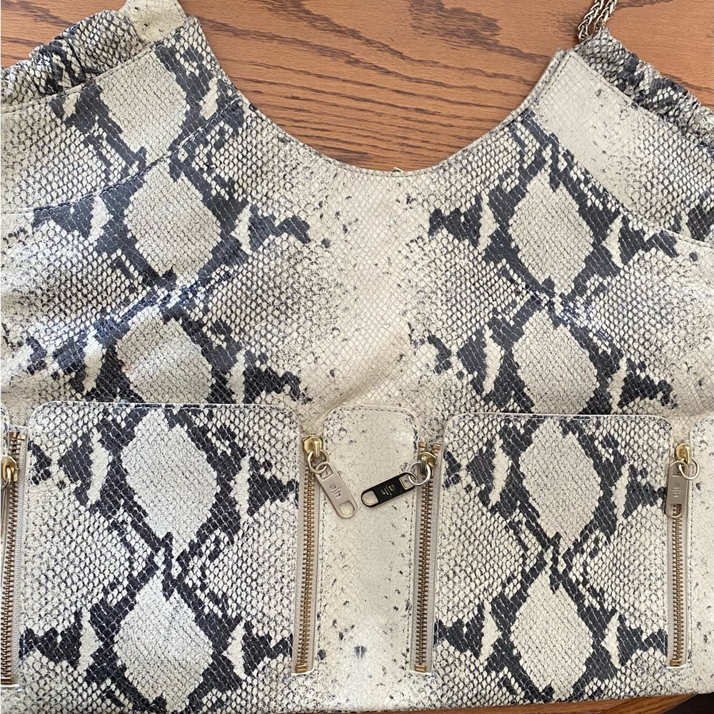 Alexis Hudson Black and Cream Snakeskin Tote